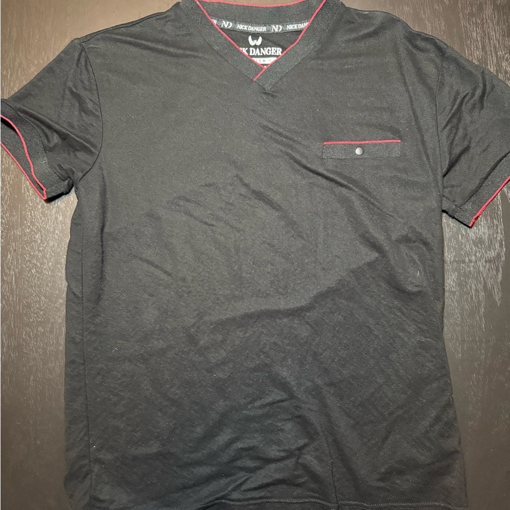 Men's Black V-Neck Shirt